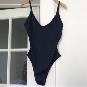 Navy one-piece swimsuit